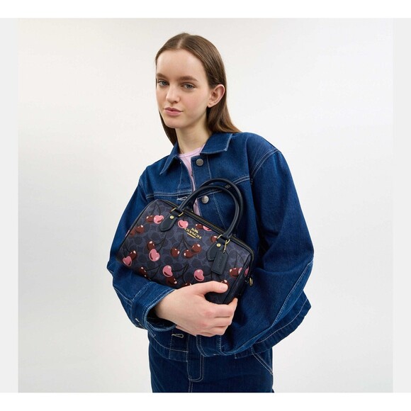 Coach Rowan Satchel Bag In Signature Canvas With Cherry Print CY692 - Picture 7 of 15